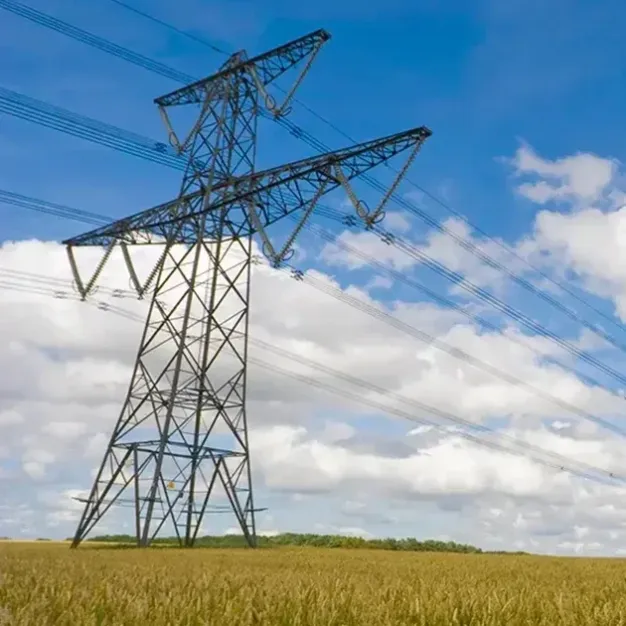 Transmission lines running across the Plains.